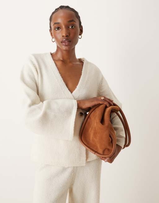 YAS - Cardigan a maniche lunghe in maglia color betulla in coordinato