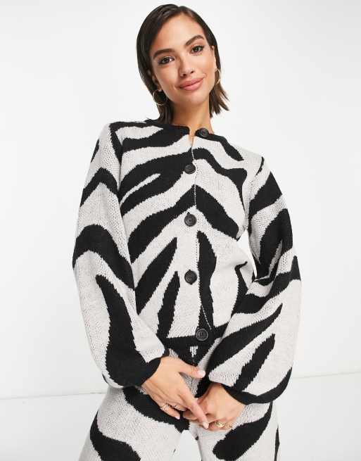Y.A.S - Cardigan in maglia con stampa zebrata in coordinato, 3 di 4