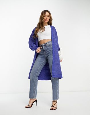 Y.A.S longline knitted cardigan in bright colbalt blue - ASOS Price Checker