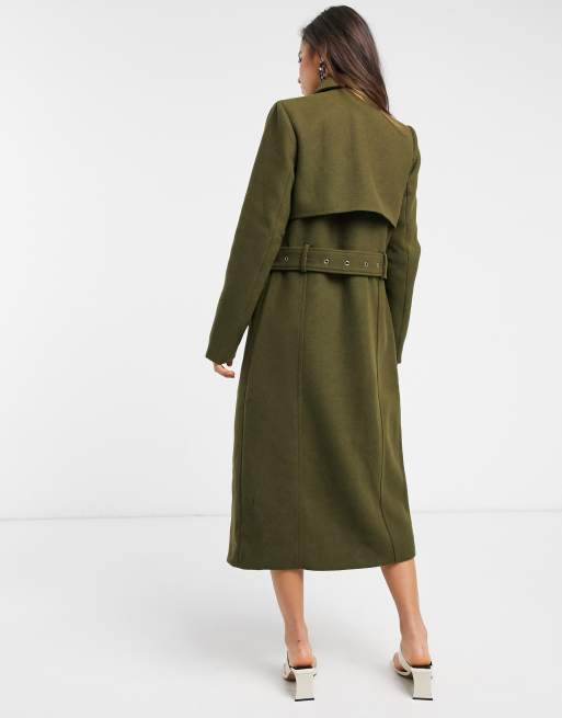 Y.A.S. Carla wool trench coat in khaki, 2 of 4