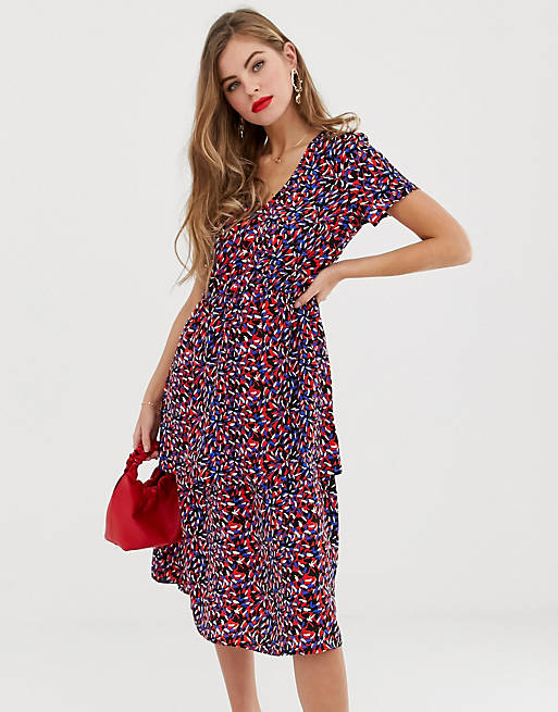 Y.A.S Casia layered printed midi dress | ASOS