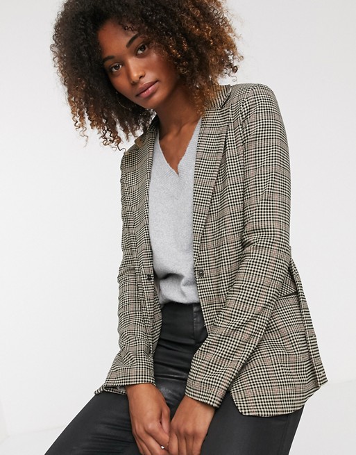 Y.A.S check belted blazer