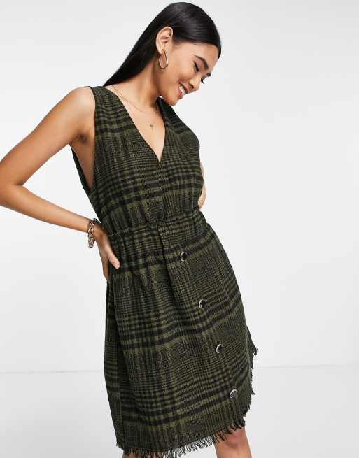 Green check 2024 pinafore dress