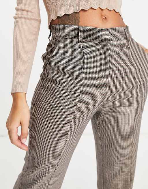 Y.A.S check tailored pants with front split in brown - part of a set, 2 of 4