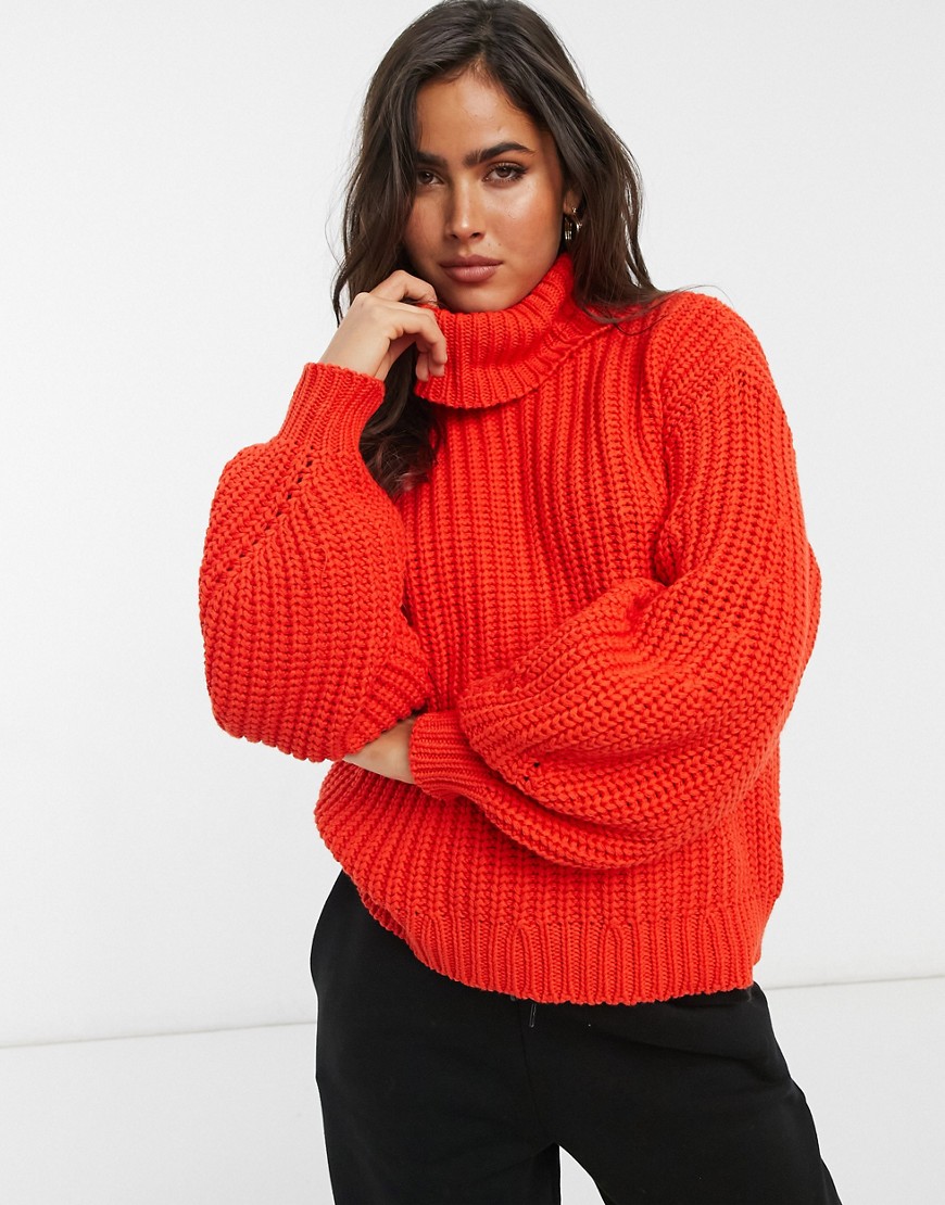 Y.A.S chunky roll neck sweater in red