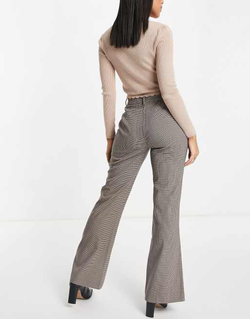 Y.A.S co-ord check tailored trouser with front split in brown, 4 of 4