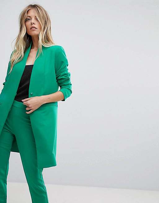 Y.A.S Collarless Blazer With Shoulder Pads