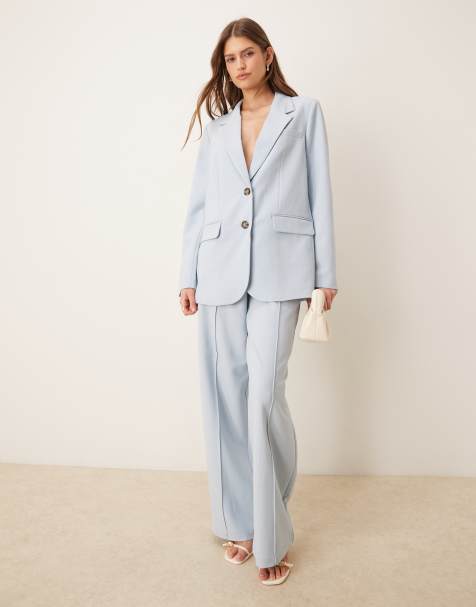 YAS - Completo celeste con pantaloni con fondo ampio e blazer oversize con bottoni tartarugati - view 1