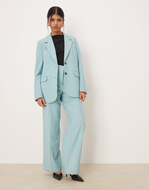 YAS - Completo sartoriale blu ottanio con pantaloni e blazer con bottoni tartarugati - view 1