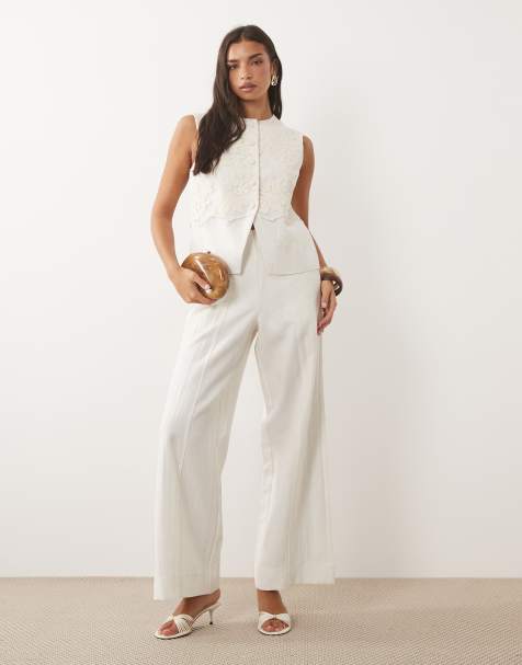 YAS - Conjunto de sastre blanco de tejido efecto lino - view 1