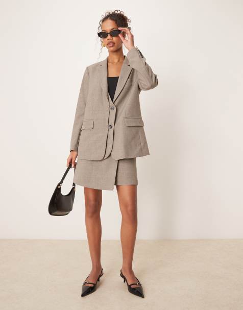YAS - Coordinato tortora con blazer sartoriale e gonna - view 1