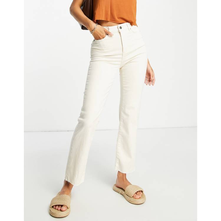 Y.A.S cotton blend straight leg jeans in ecru | ASOS