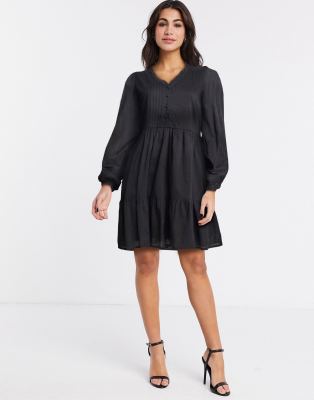 black cotton smock dress