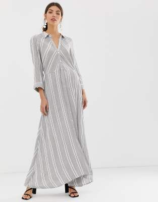 cotton striped maxi dress