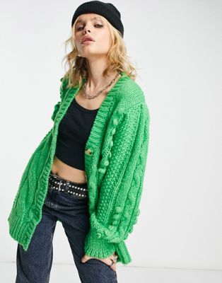 Y.A.S crochet button through cardigan in green