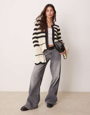 Y.a.s. Crochet Knit Cardigan In Black