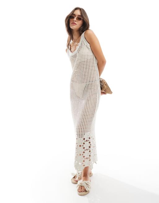  YAS crochet maxi dress in cream  - CREAM