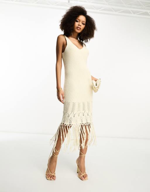 Fringe crochet sale dress