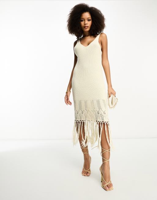 Stone Strappy Crochet Maxi Dress