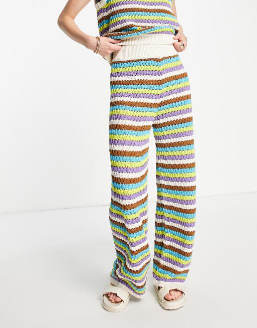 Y.A.S crochet pants in multi stripe - part of a set