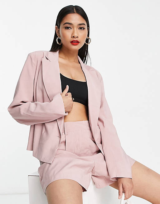 Y.A.S cropped blazer in pale rose (part of a set)
