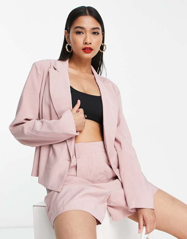 Y.A.S cropped blazer in pale rose - part of a set