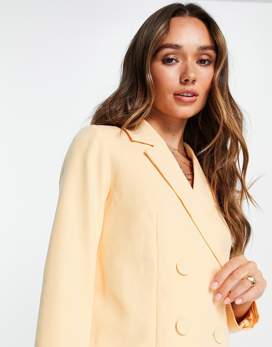 Y.A.S - Cropped double-breasted blazer in crème, deel van combi-set-Wit
