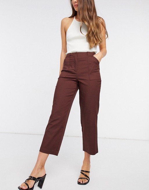 Y.A.S cropped tailored trousers in brown