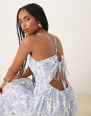 Y.a.s. Cross Back Cami Maxi Dress In Gray