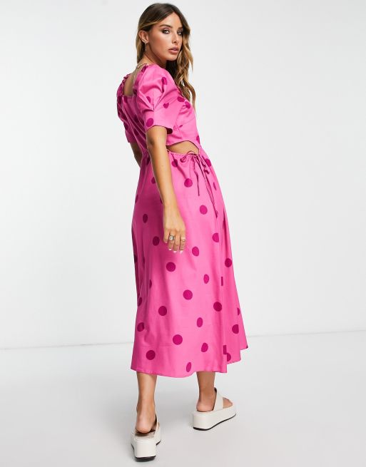 Asos pink on sale polka dot dress