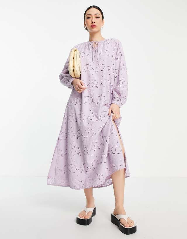 Y.A.S cutwork kaftan dress in lilac