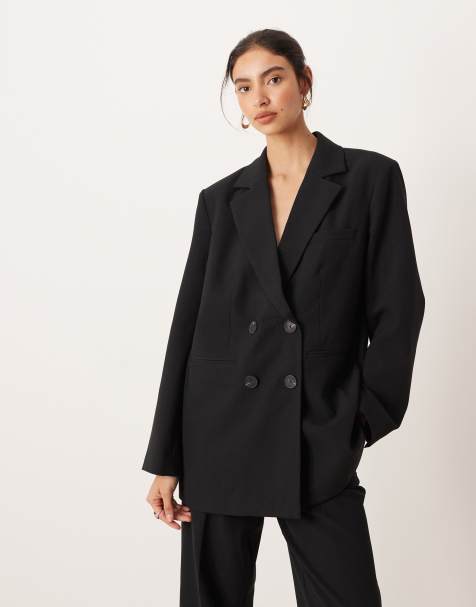 YAS tailored double breasted blazer co-ord in black