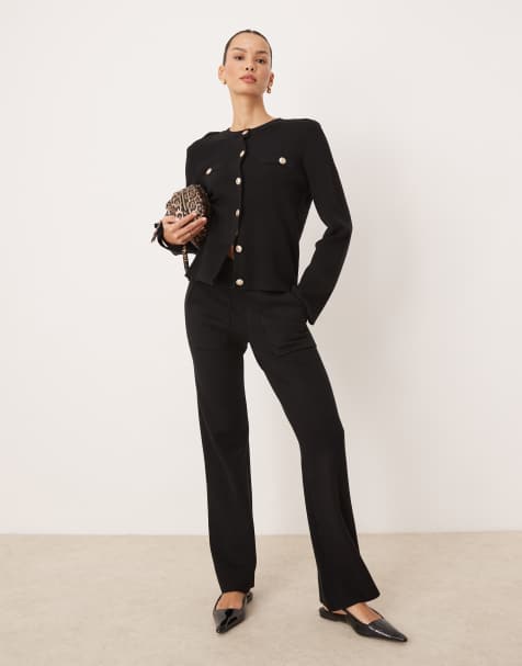 YAS pocket detail knitted trouser co-ord in black