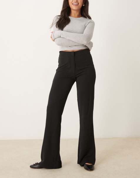 YAS high waisted stretch flare trousers in black