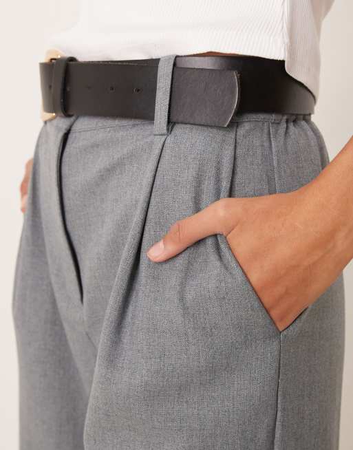 YAS dad fit tailored pants in medium gray melange - part of a set, 5 of 5