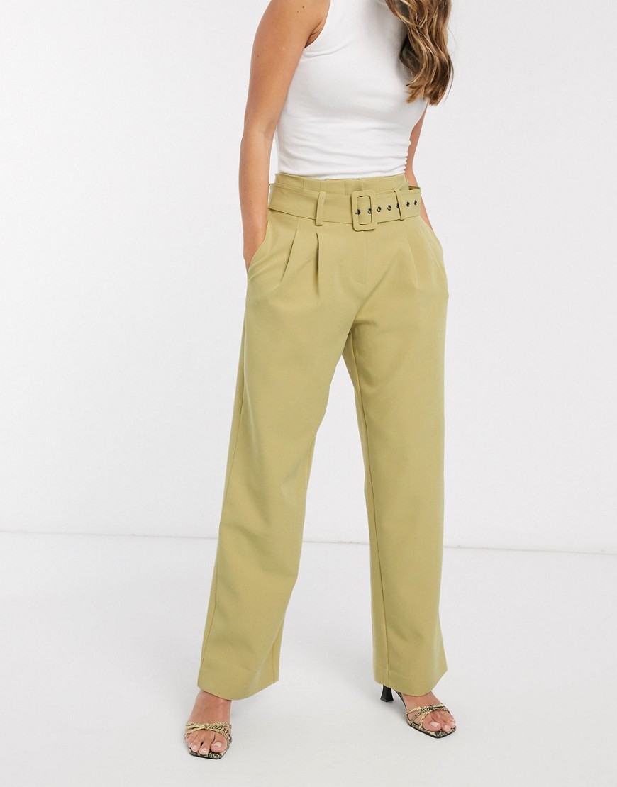 Y.A.S – Dinah – Hose mit hoher Taille und Gürtel-Grün