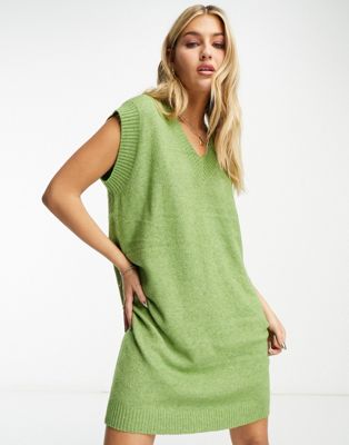 Y.A.S. Diva sleeveless v-neck knitted dress in green