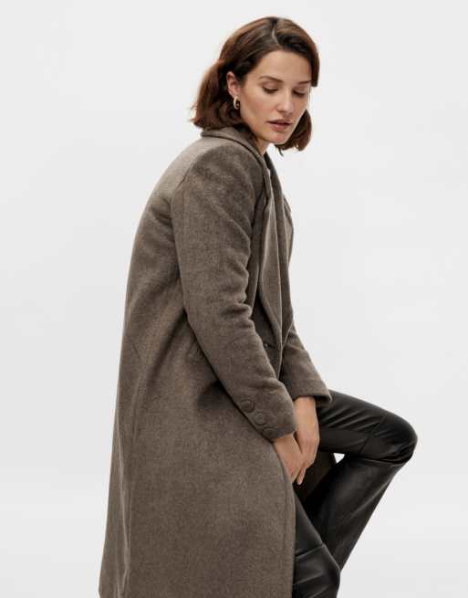 Y.A.S double breasted coat in brown, 2 of 3