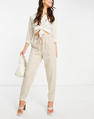 Y.A.S. drawstring waist cuffed trousers co-ord in stone