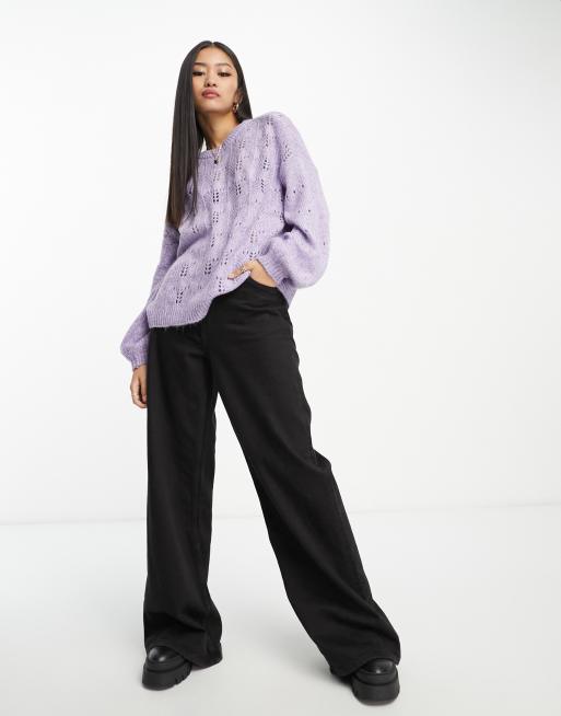 Y.A.S dusty long sleeve knitted pullover jumper in lilac space dye