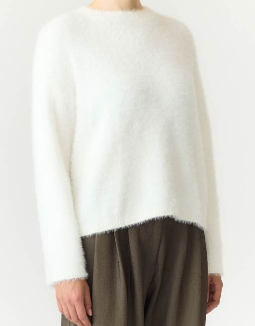 YAS Dzianinowy sweter w kolorze star white, 3 z 7