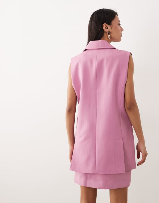YAS - Elegant gilet met lange pasvorm in mauve roze, deel van co-ord set, 2 van 4