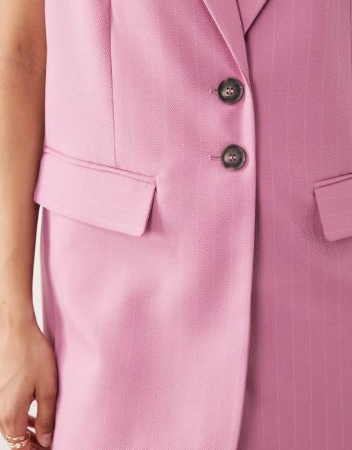 YAS - Elegant gilet met lange pasvorm in mauve roze, deel van co-ord set, 4 van 4