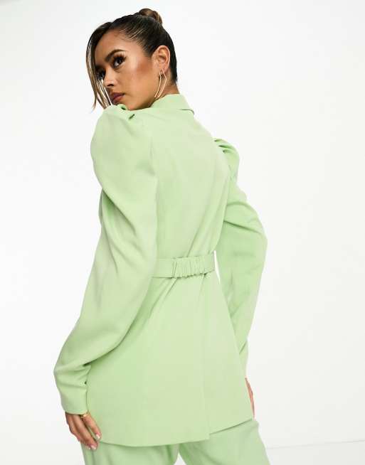 Y.A.S - Elegante blazer met pofmouwen en riem in mintgroen, deel van co-ord set, 3 van 4