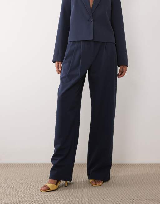 YAS - Elegante broek met hoge taille in marineblauw, deel van co-ord set, 2 van 5