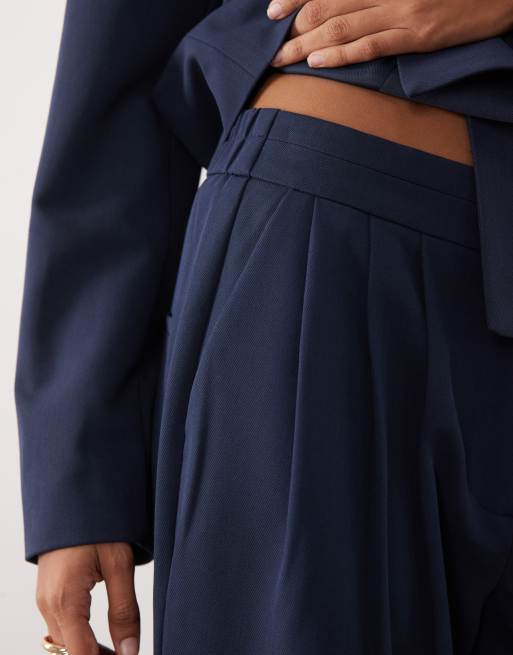 YAS - Elegante broek met hoge taille in marineblauw, deel van co-ord set, 3 van 5