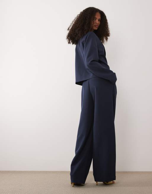 YAS - Elegante broek met hoge taille in marineblauw, deel van co-ord set, 5 van 5