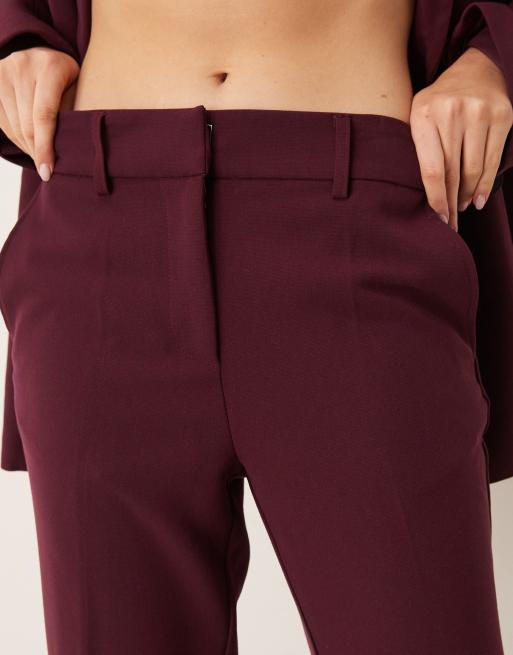 YAS - Elegante broek met wijde pijpen in bordeauxrood, deel van co-ord set, 3 van 5