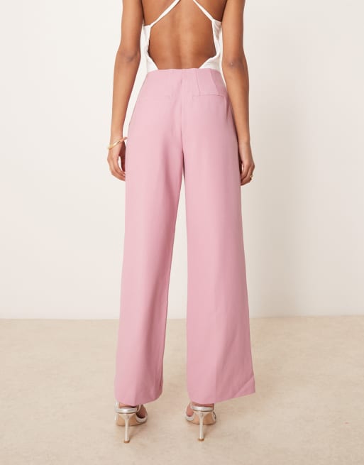 YAS – Elegante Hose in Lilas-Rosa mit hohem Bund und weitem Bein, Kombiteil, 3 von 5