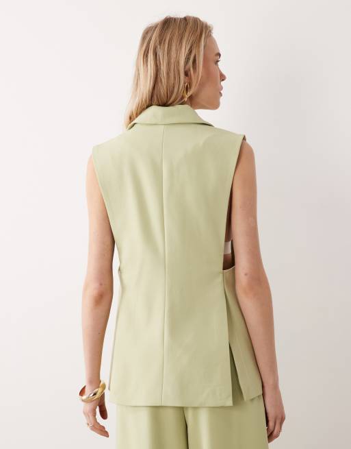 YAS – Elegante Longline-Weste in Wintergrün, Kombiteil, 4 von 4